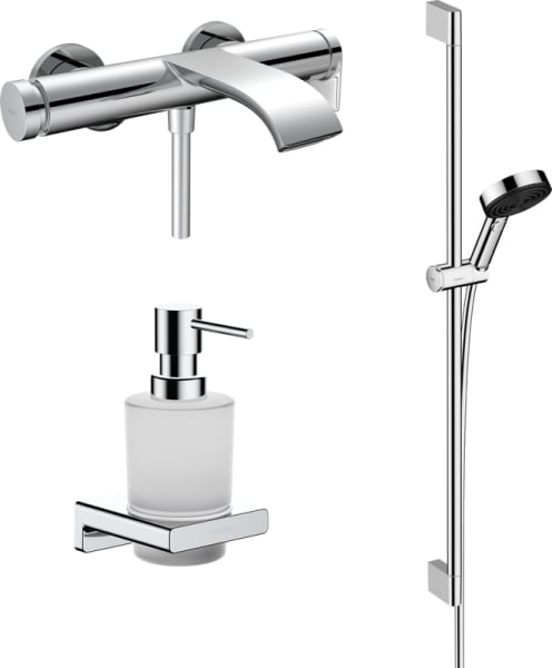 Смеситель для ванны с душем Hansgrohe Vivenis 75420000, + Душевой гарнитур 24170000 + Дозатор 417450