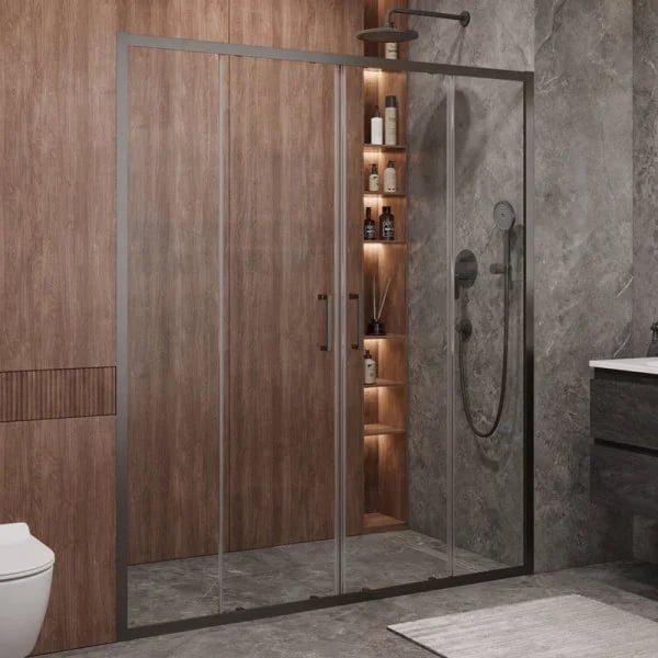Душевая дверь в нишу Cezares Molveno BF 2 170 C GM IV 170 см, профиль оружейная сталь, стекло прозра