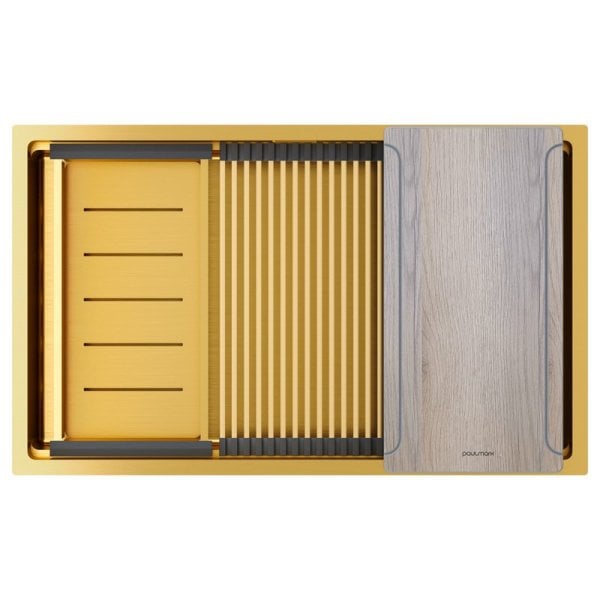Мойка кухонная Paulmark Next-Multi Sink 74 UNI PM787445-BG брашированное золото