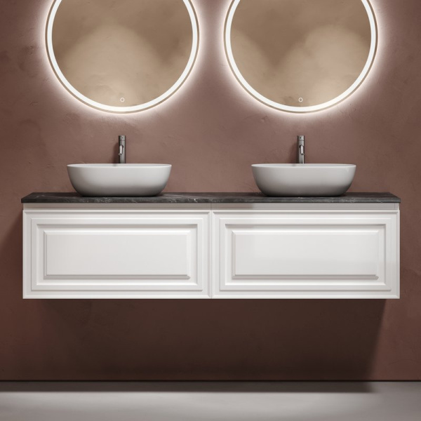 Тумба с раковиной Sancos Very 160 bianco, столешница черный мрамор TT160A1X, раковина CN6009