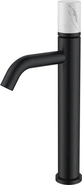 Смеситель для раковины Boheme Stick 122-B-MR-W черный, белый мрамор