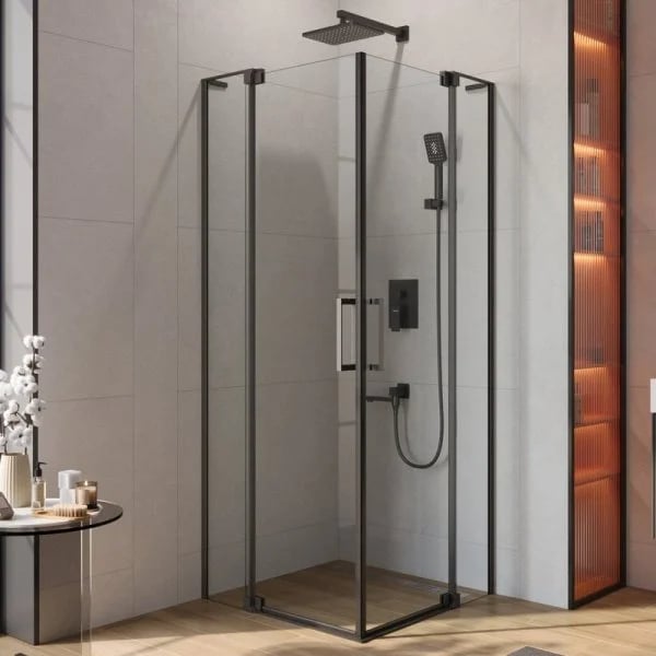 Душевой уголок Cezares Slider AH 2 70/80 80/90 C NERO профиль черный, стекло прозрачное