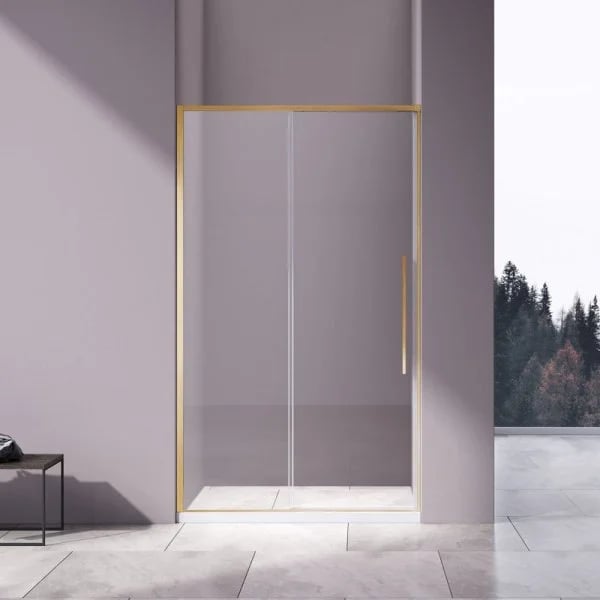 Душевая дверь в нишу Vincea Slim-N VDS-4SN120CLG 120 см, профиль брашированное золото, стекло прозра