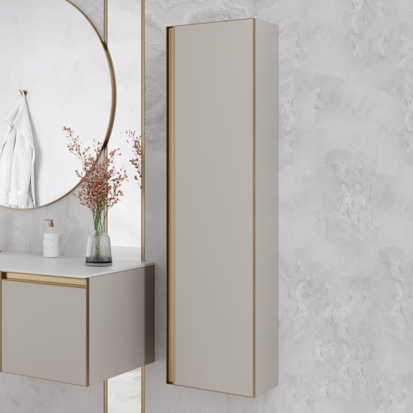 Шкаф-пенал для ванной Armadi Art Quatro cashmere, профиль matt gold