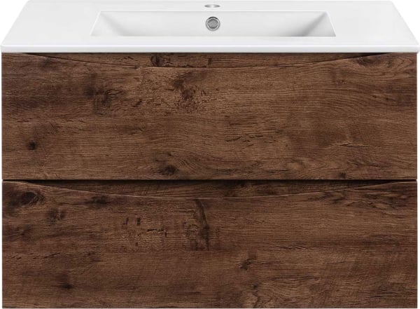 Тумба под раковину без столешницы Vincea Mia Slim 80, подвесная, 2 ящика, темное дерево