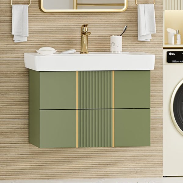 Тумба под раковину без столешницы Brevita Vega 80 подвесная, зеленая, золото