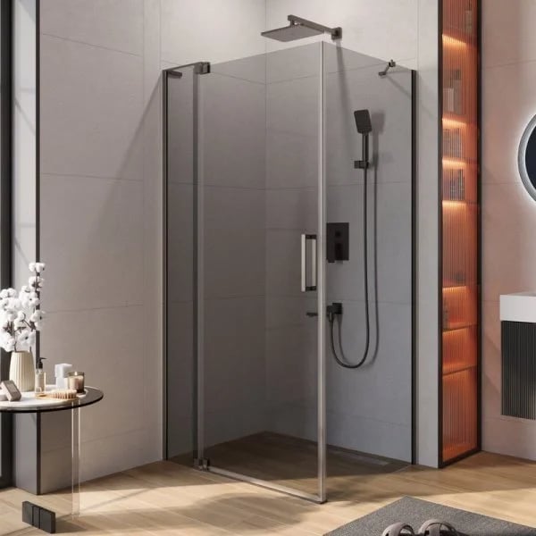 Душевой уголок Cezares Slider AH 1 100-70/80 GRIGIO GM профиль оружейная сталь, стекло серое
