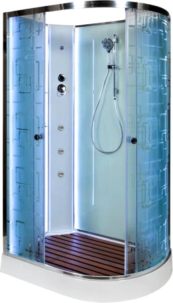 Душевая кабина DTO EM1511LN 110х80, LED с гидромассажем, профиль хром, стекло матовое с узором