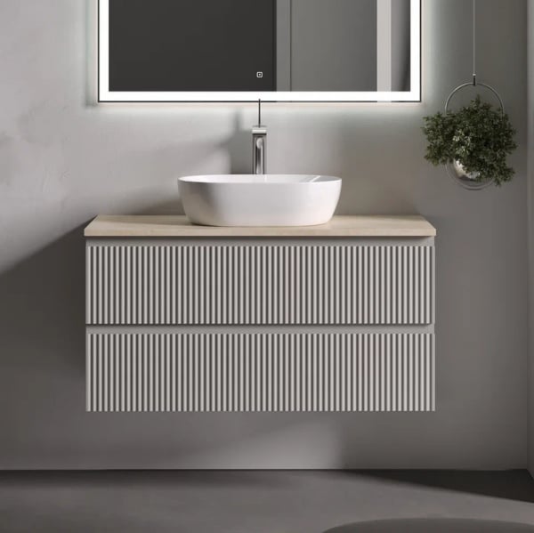 Тумба с раковиной Sancos Snob R 100 см, beige soft, столешница бежевая, раковина CN5010
