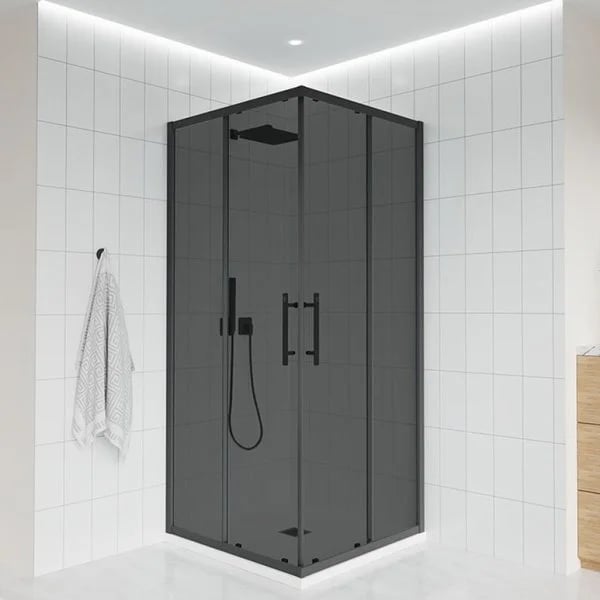 Душевой уголок Veconi Evo 300 B 80х80 см, профиль матовый черный, стекло тонированное матовое