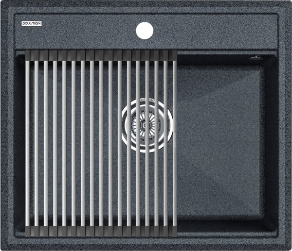 Мойка кухонная Paulmark Stepia + Step PM115951-DG+R375-BS графит