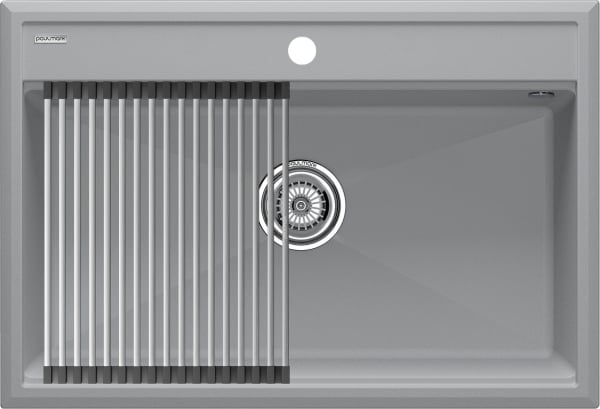 Мойка кухонная Paulmark Stepia + Step PM117551-GRS+R375-BS серый дым
