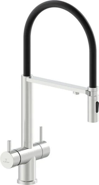Смеситель для кухни AltroBagno Flusso 050201 Ni с гибким изливом, никель