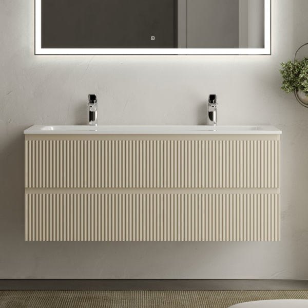 Тумба с раковиной Sancos Snob R 120 см, beige soft, раковина CN7016