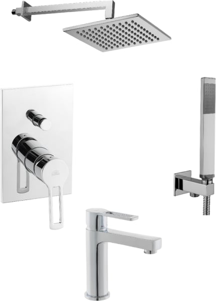 Комплект для ванной Paffoni Ringo KITRIN015CR071 С ВНУТРЕННЕЙ ЧАСТЬЮ, верхний душ 20 см, хром