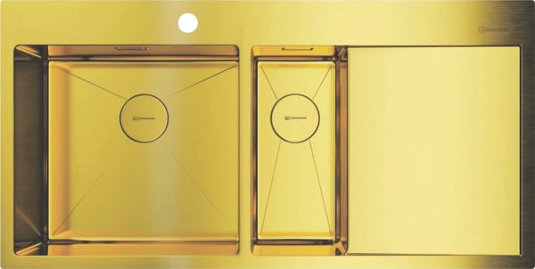 Мойка кухонная Omoikiri Akisame 100-2-LG-L светлое золото