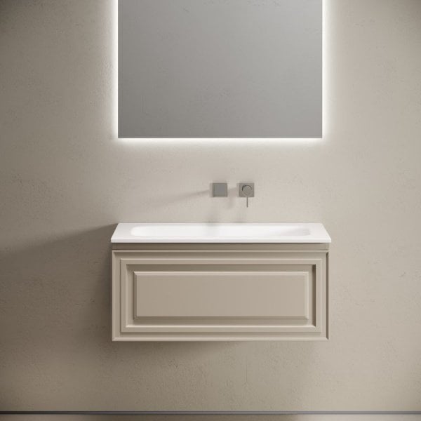 Тумба с раковиной Sancos Very 90 подвесная, beige soft, раковина СN7019wx