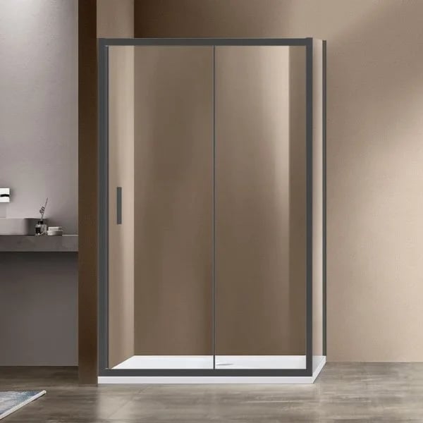 Душевой уголок Vincea Garda VSR-1G8014CLGM 140х80, профиль вороненая сталь, стекло прозрачное