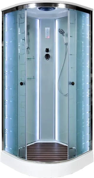 Душевая кабина DTO EM1510 100х100, LED, профиль хром, стекло матовое с узором
