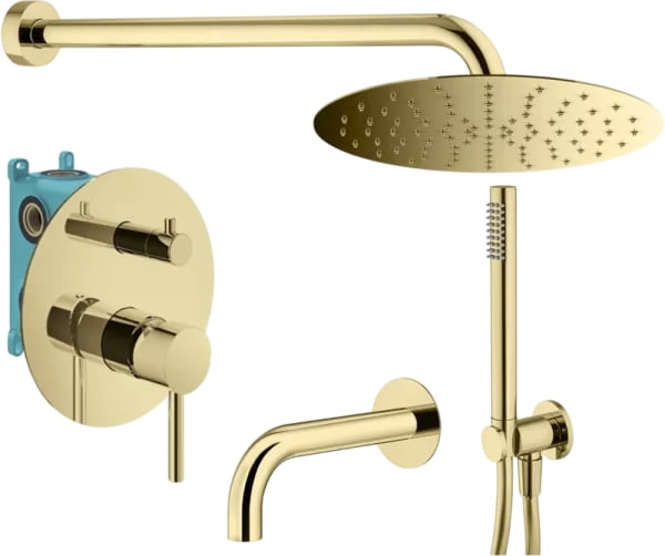 Душевой комплект Plumberia Selection Ixo KITXO19OR60, С ВНУТРЕННЕЙ ЧАСТЬЮ, золото 24к