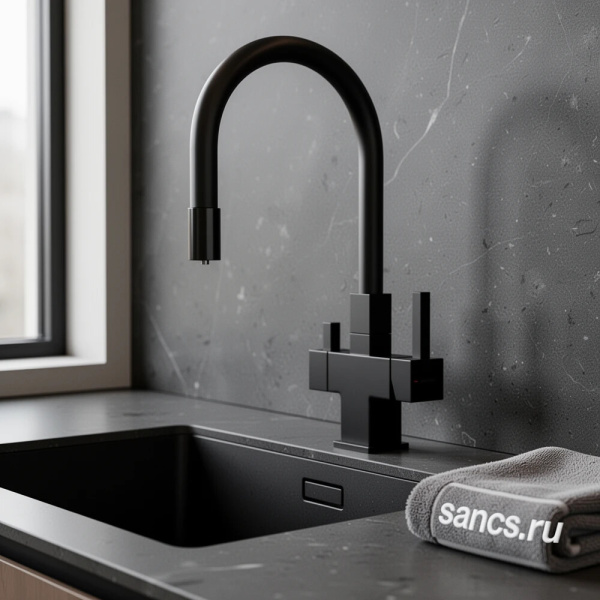Смеситель для кухни Sancos Arno SC4005MB с гибким изливом, матовый черный