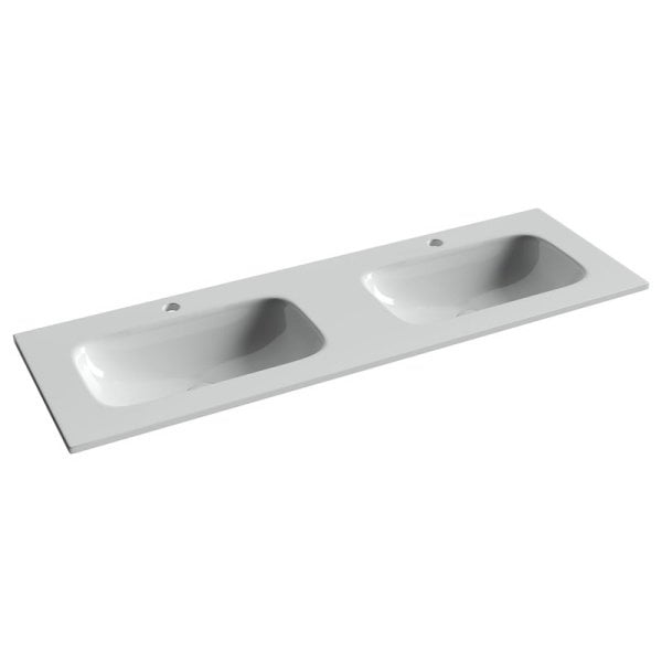 Мебельная раковина Ceramicanova Grace прямоугольная 141см с двумя чашами и отверстиями под смеситель