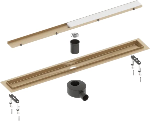 Душевой трап (лоток) Timo Drain Systems DS230206/17 600 двусторонняя панель plate под плитку, золото