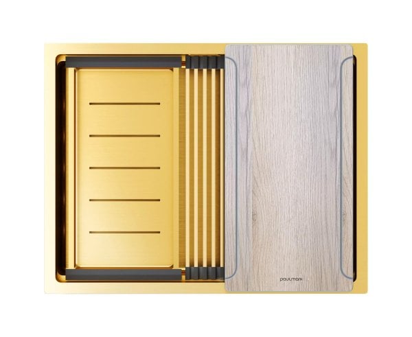 Мойка кухонная Paulmark Next-Multi Sink 58 UNI PM785845-BG брашированное золото
