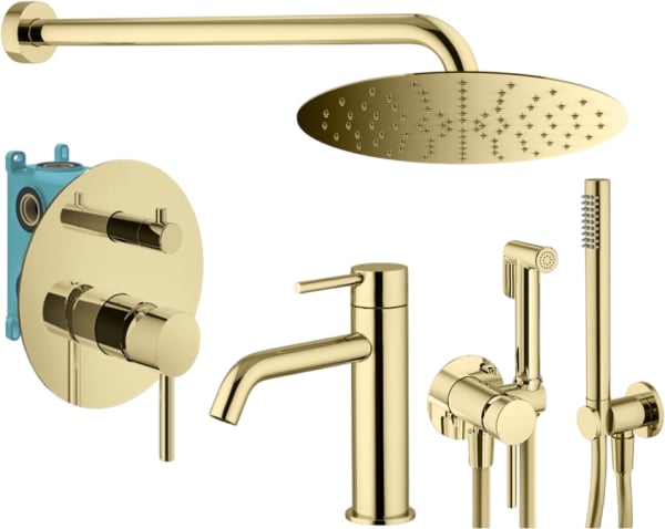 Комплект для ванной Plumberia Selection Ixo KITZXO18OR53 С ВНУТРЕННЕЙ ЧАСТЬЮ, золото 24к