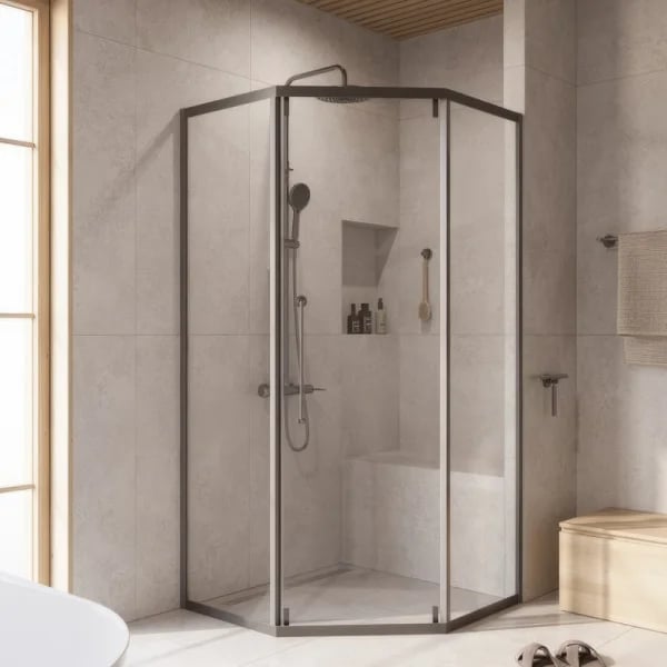 Душевой уголок Cezares Relax RELAX-304-P-1-100-C-GM 100x100, профиль оружейная сталь