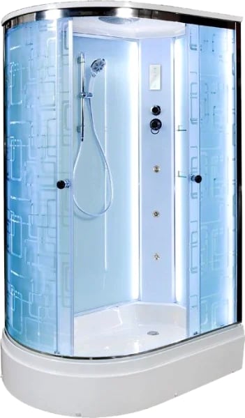 Душевая кабина DTO EM2712R LED с гидромассажем (120х80х220), средний поддон (27 см), профиль хром, с