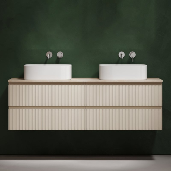 Тумба с раковиной Sancos Snob T 160 beige soft, столешница бежевая TT160A2, раковина CN6052