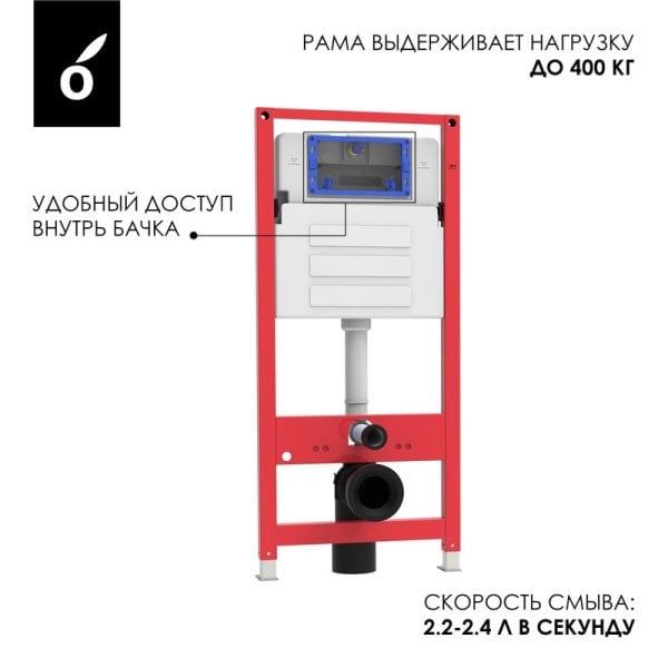 Инсталляция для унитаза Oliveeka OL-MQ-003 крепление к полу и стене, с регулировкой по высоте