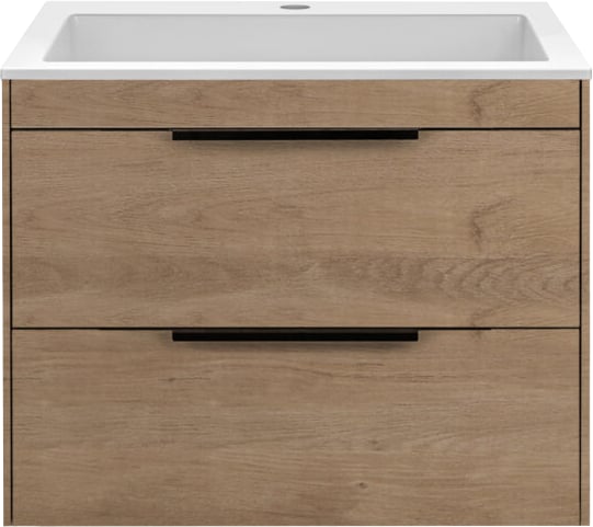 Тумба под раковину без столешницы Vincea Chiara 2D 60, подвесная, 2 ящика, натуральный дуб
