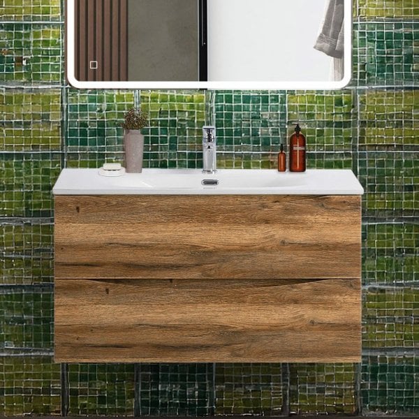 Тумба под раковину без столешницы BelBagno Marino-cer-n 90 подвесная, rovere rustico