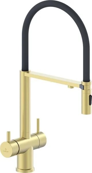 Смеситель для кухни AltroBagno Flusso 050202 OrSp с гибким изливом, матовое золото