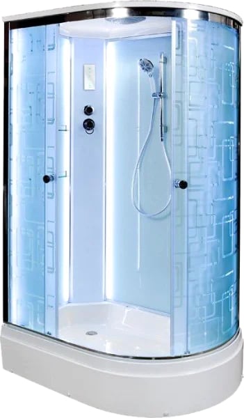 Душевая кабина DTO EM2712L LED (120х80х220), средний поддон (27 см), профиль хром, стекло матовое с 