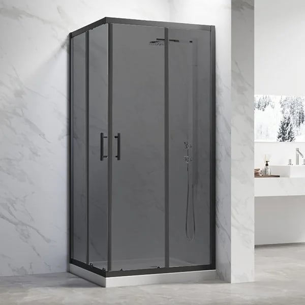 Душевой уголок Veconi Rovigo RV-27B 100х90 см, профиль матовый черный, стекло тонированное