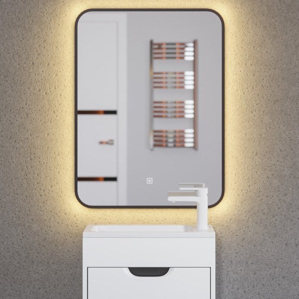 Зеркало Uperwood Modul 60х80 с подсветкой, с подогревом, холодная подсветка, черное