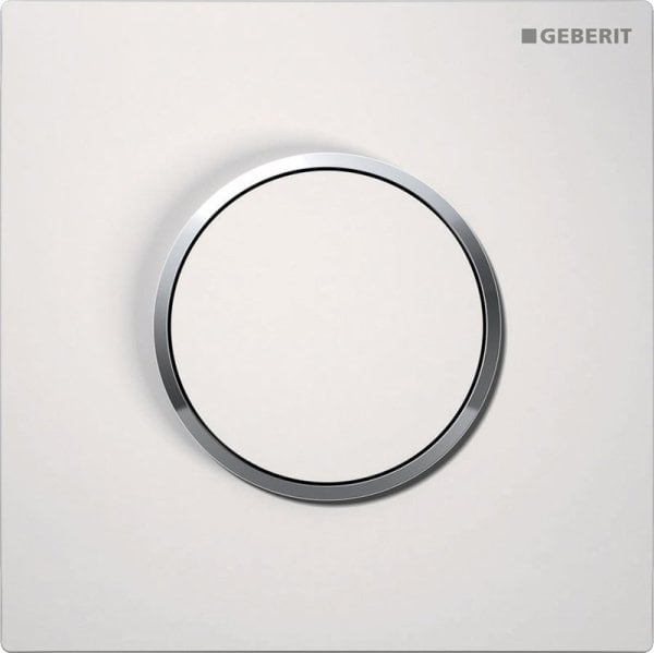 Ручной пневмопривод смыва Geberit Sigma 10 116.015.KJ.1 для писсуара, белый, кольцо глянцевый хром