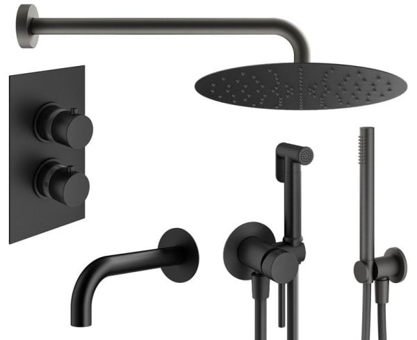 Комплект для ванной Plumberia Selection Ixo KITZXOT19QNO260 С ВНУТРЕННЕЙ ЧАСТЬЮ, черный матовый