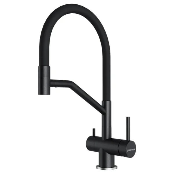 Смеситель для кухни Paulmark Rubert Ru213175-BLM, с гибким изливом, матовый черный
