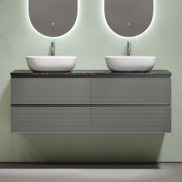 Тумба с раковиной Sancos Folk 140 ergraut soft, столешница черный мрамор TT140A1X, раковина CN6009
