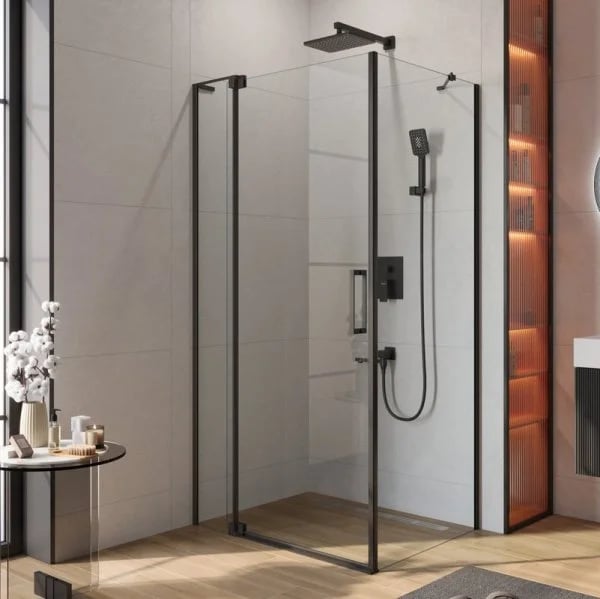 Душевой уголок Cezares Slider AH 1 80-100/110 C Nero профиль черный, стекло прозрачное
