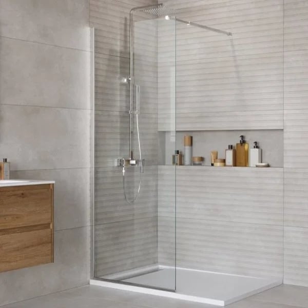 Душевая перегородка BelBagno Kraft 70 см, профиль хром, стекло прозрачное