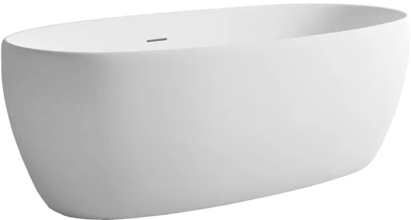 Ванна из искусственного камня Salini Luce 170x85 см, отдельностоящая, матовая белая, овальная, со сл