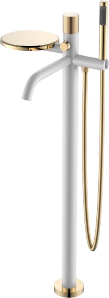 Напольный смеситель для ванны с душем Boheme Stick 129-WG.2, white touch gold