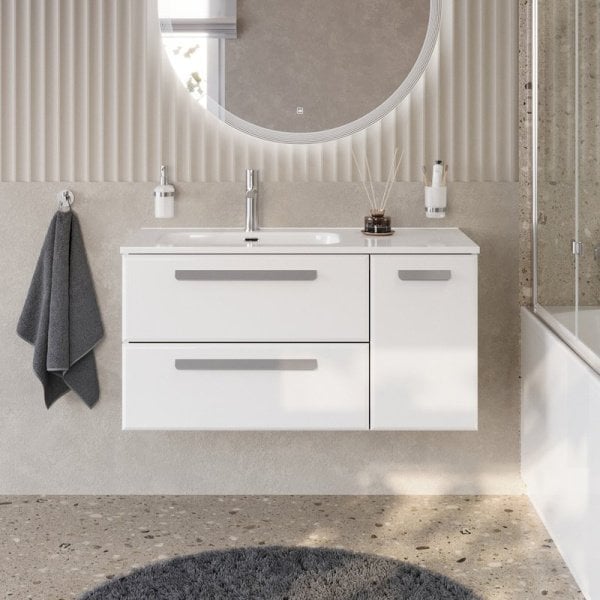 Тумба под раковину без столешницы Cezares Eco Cer-N 100 L 2 ящика, 1 дверца, bianco lucido, ручки се