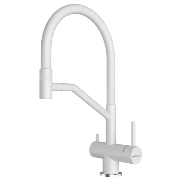 Смеситель для кухни Paulmark Rubert Ru213175-WH, с гибким изливом белый матовый