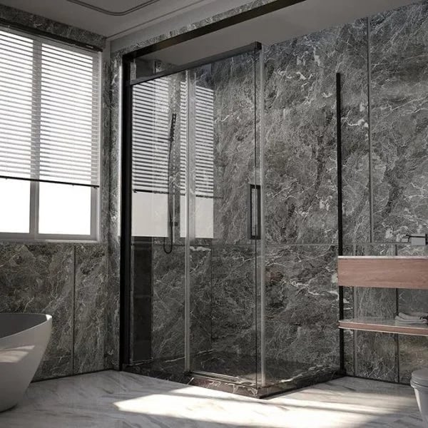 Душевой уголок Veconi Premium Trento PTC-SP-40B 150x100, профиль черный матовый, стекло прозрачное